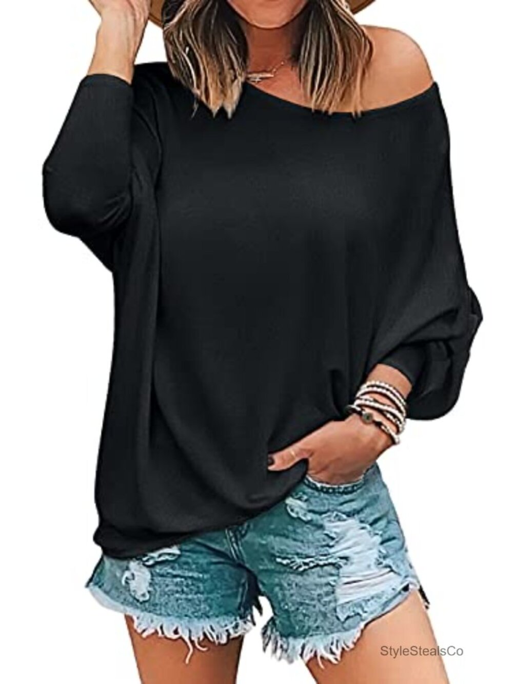 Women's Long Sleeve Batwing Dolman T-Shirt Blouse Loose Fit Casual Top